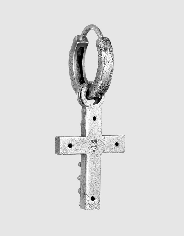 Haze & Glory - ICONIC EXCLUSIVE - Earrings Black Gemstone Cross Hoop 925 Sterling Silver