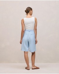 Trenery - Soft Tailored Longline Short in Blue Marble