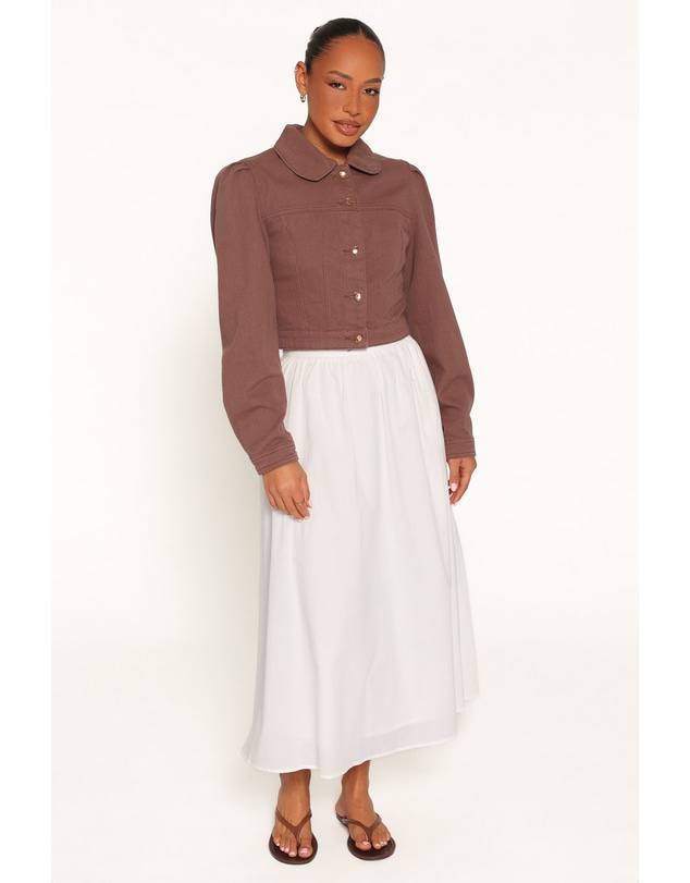 Petal & Pup - Faven Cropped Denim Jacket - Chocolate Brown