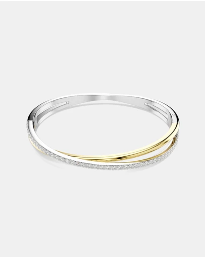Swarovski - Hyperbola bangle, Round cut, White, Mixed metal finish