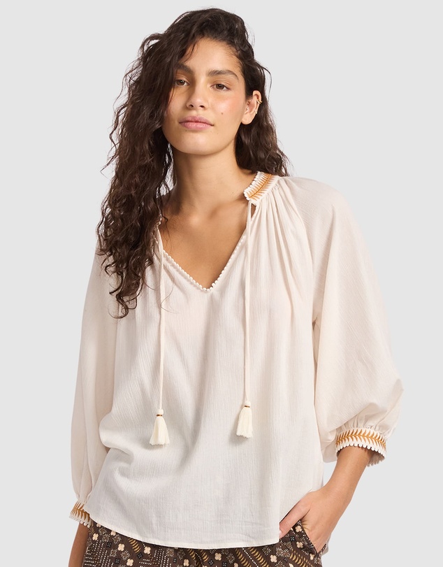 Seafolly - Crinkle Gauze Trim Peasant Blouse