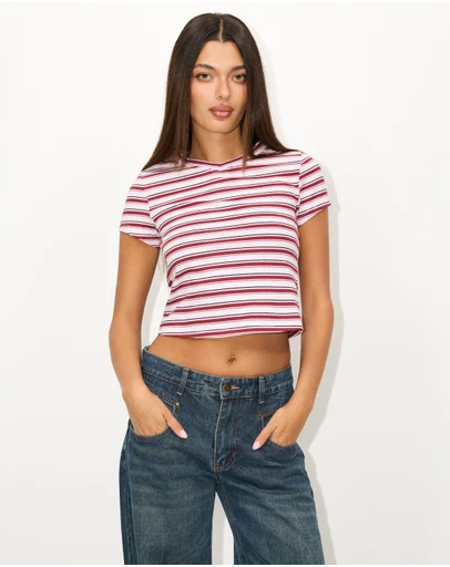 Dazie - Sophia V-Neck Stripe Tee