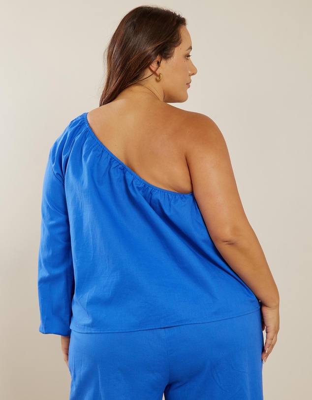 Atmos&Here Curvy - Belmont Linen Blend Shoulder Top