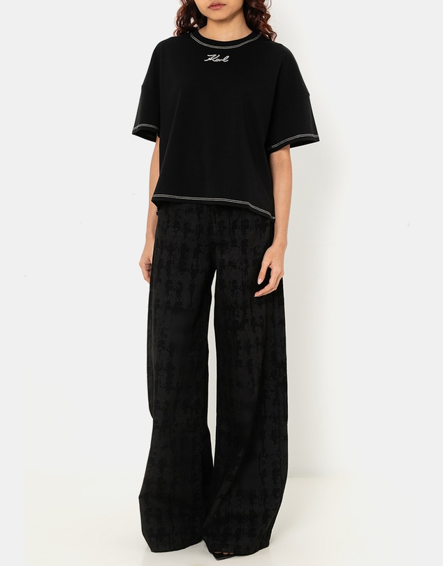 Karl Lagerfeld - All-Over Print Kameo Wide Leg Denim Pants