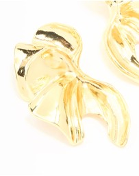 Lovisa - Gold Plated Textured Flower Fan Earrings