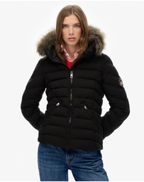 Superdry - Fuji Faux Fur Slim Fit Hood Padded Jacket