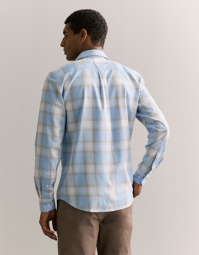 Trenery - Regular Fit Supima Cotton Gradient Check Shirt in Pale Blue
