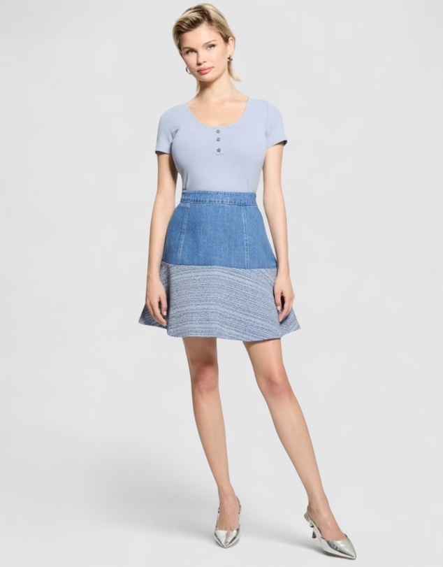 GUESS - Elsie Tweed Mix Denim Skirt