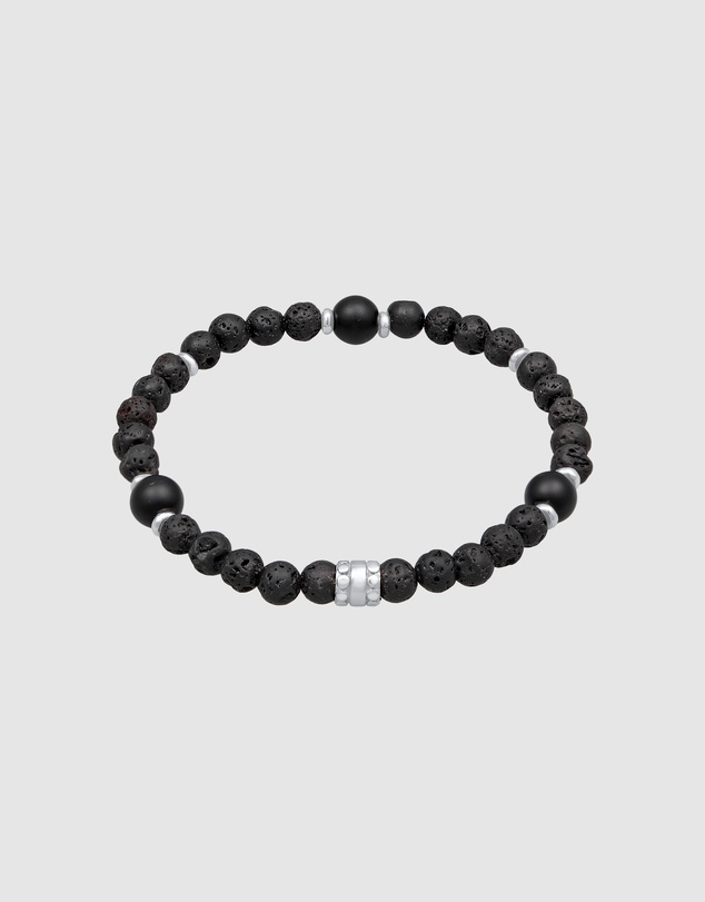 Kuzzoi - ICONIC EXCLUSIVE - Lava and Onyx Bead Bracelet with Oxidised Silver Elements