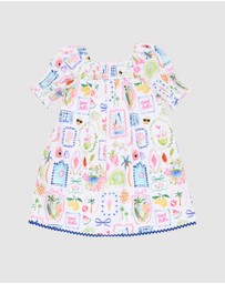 Fox & Finch - Summer Vacay Print Ric Rac Dress - Kids