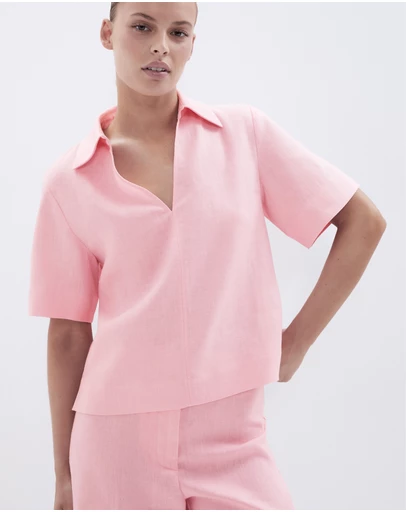 UNISON - Collared Linen Top