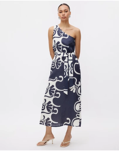 Minima Esenciales - Naja One Shoulder Linen Maxi Dressi Dress