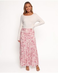 Petal & Pup - Velda Ruched Maxi Skirt - Pink Floral