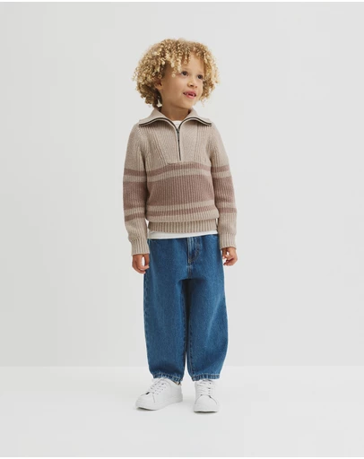 Country Road - Stripe Half Zip Knit