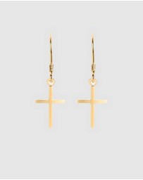 Ichu - Tiny Cross Earrings Gold