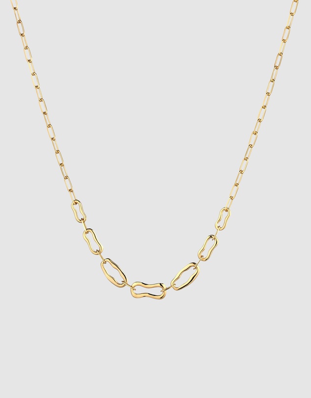 Elli Jewelry - Sculpted Organic Link Necklace in Gold-Plated 925 Silver