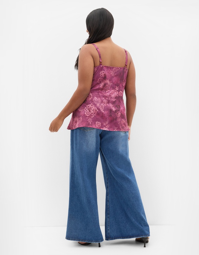 City Chic - Satin Cowl Lace Print Cami