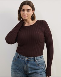 Atmos&Here Curvy - Rumi LS Fitted Rib Knit Top