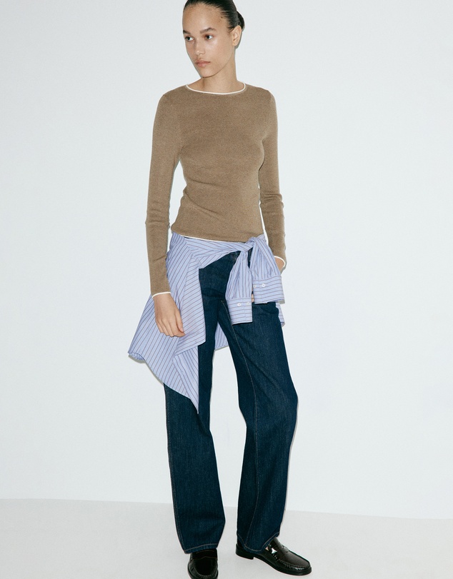 M.N.G - Ribbed Knit Sweater with Contrast Edging
