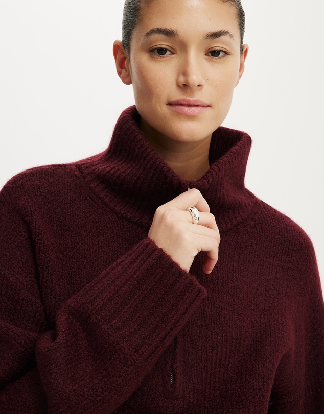 Cotton On - Luxe Funnel Zip Pullover