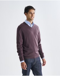 3 Wise Men - 3 Wise Men Fisher V Neck Merino Knit - Merlot