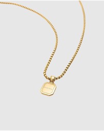 Nialaya Jewellery - Men's Gold Necklace with Square Blue Lapis Pendant