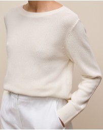 Trenery - Cotton Linen Boatneck Knit in White