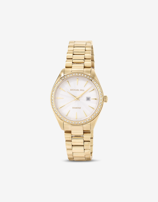 Michael Hill - Women's Diamond Bezel Watch in Gold Tone Stainless Steel