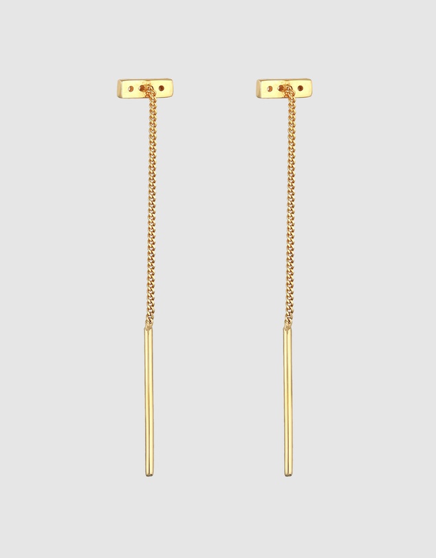 Elli Jewelry - Pull-Through Zirconia Drop Earrings in Gold-Plated 925 Silver