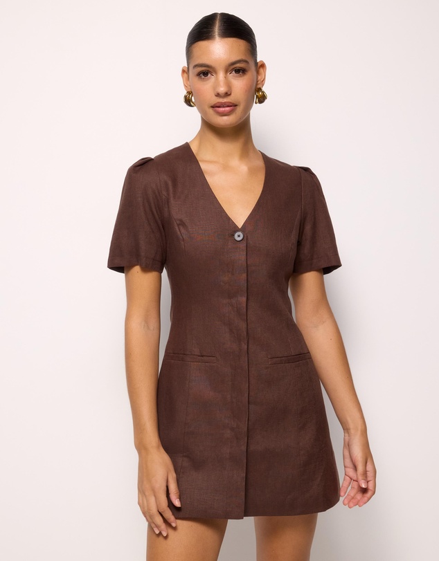 AERE - Luna Linen Tailored Mini Dress