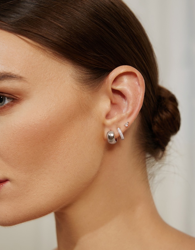 Ania Haie - Silver Chubby Small Huggie Hoop Earrings