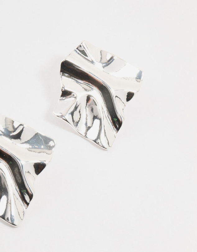 Lovisa - Silver Plated Warped Metal Stud Earrings