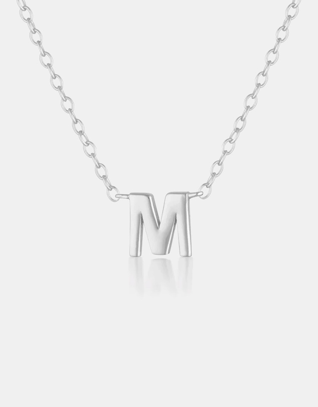 The Silver Collective - Children's A-Z Letter Necklace Silver - M