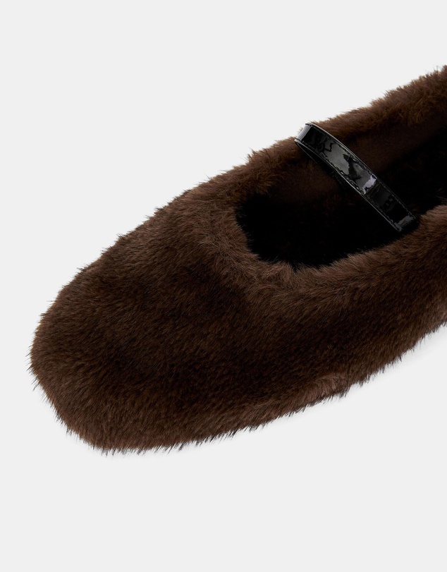 ARKET - Faux-Fur Mary Jane Flats