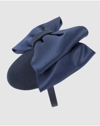 Max Alexander - Felt Navy Winter Pillbox Fascinator with Bow