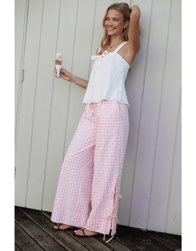 Petal & Pup - Rafa Wide Leg Pants - Pink Gingham