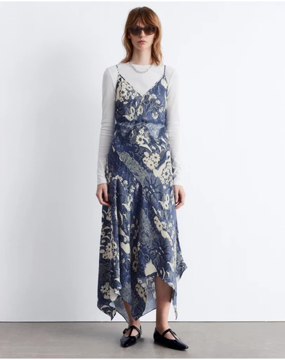 & Other Stories - Asymmetrical Satin Slip Midi Dress