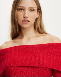 Cotton On - Fluffy Cable Off Shoulder Knit