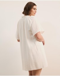 Atmos&Here Curvy - Amina Linen Blend A-Line Mini Dress with Butterfly Sleeve