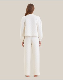 Papinelle - Quilted Cotton Henley Long Sleeve Top