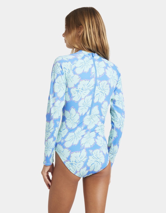Billabong - Girls 6 to 14 Happy Hibiscus Long Sleeve Bodysuit Rash Vest