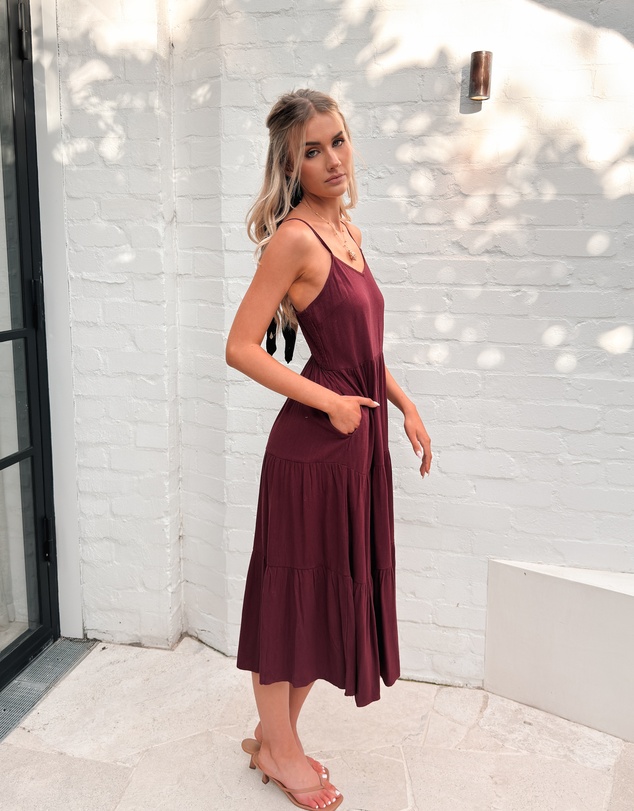 Esther & Co - Sonya Dress - Bordeaux