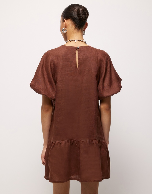 AERE - Brea Puff Sleeve Linen Mini Dress
