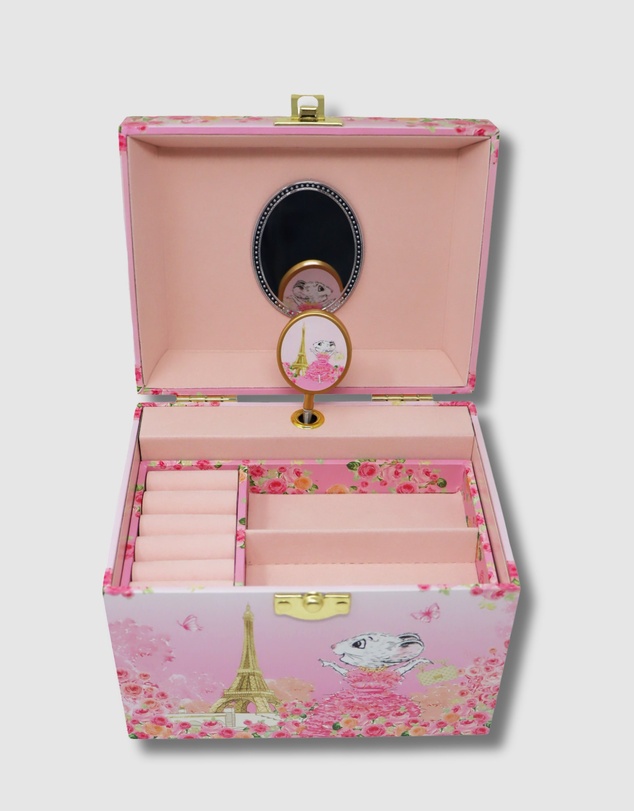 Claris The Chicest Mouse In Paris By Pink Poppy - Claris The Chicest Mouse in Paris Pearl Musical Jewellery Box