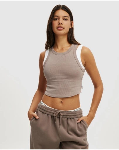 Cotton On Body Active - Active Rib Curved Hem Tank