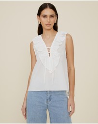 The Fated - Alexis Tie Front Ruffle Top