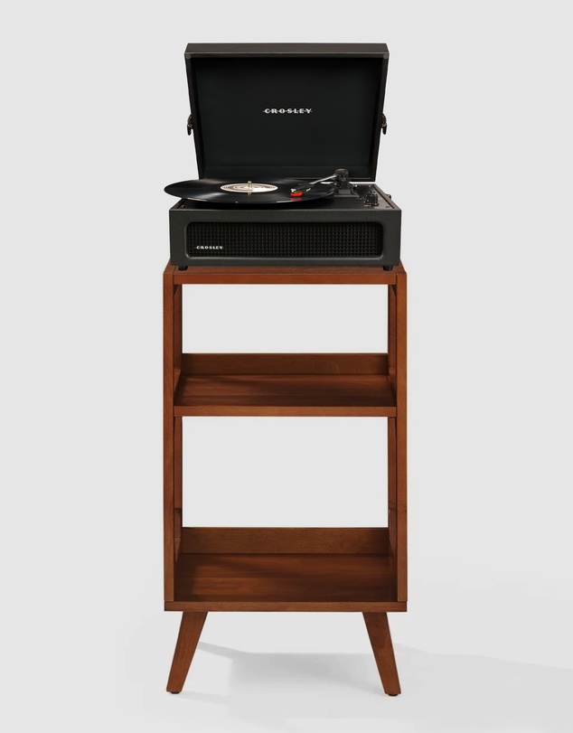Crosley - Crosley Voyager Bluetooth Portable Turntable + Crosley Asheville Stand Bundle - Black