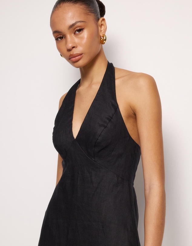 AERE - Brisa Halter Linen Slip Dress