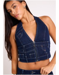 Neon Hart - Jigsaw Denim Halter Top