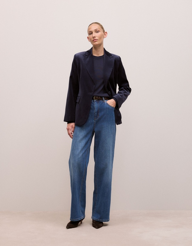 Trenery - Velvet Blazer in Night Sky